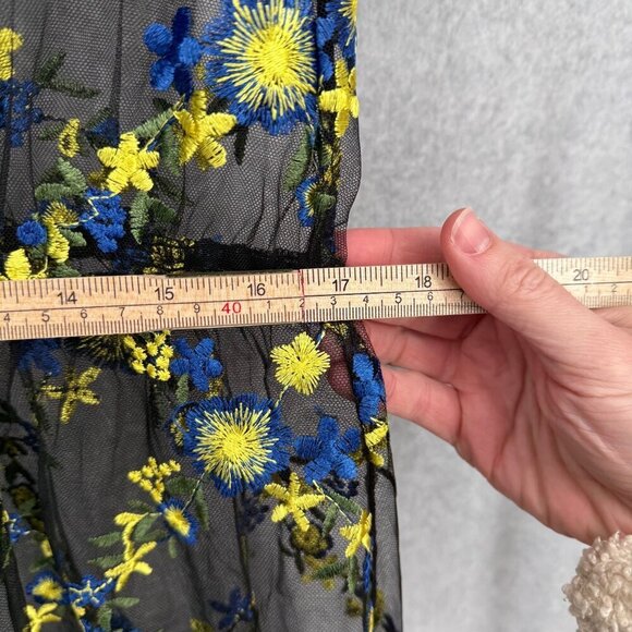 LuLaRoe Deanne II Sheer Embroidered Maxi Dress Size XL Black Blue Floral NEW - Picture 11 of 11